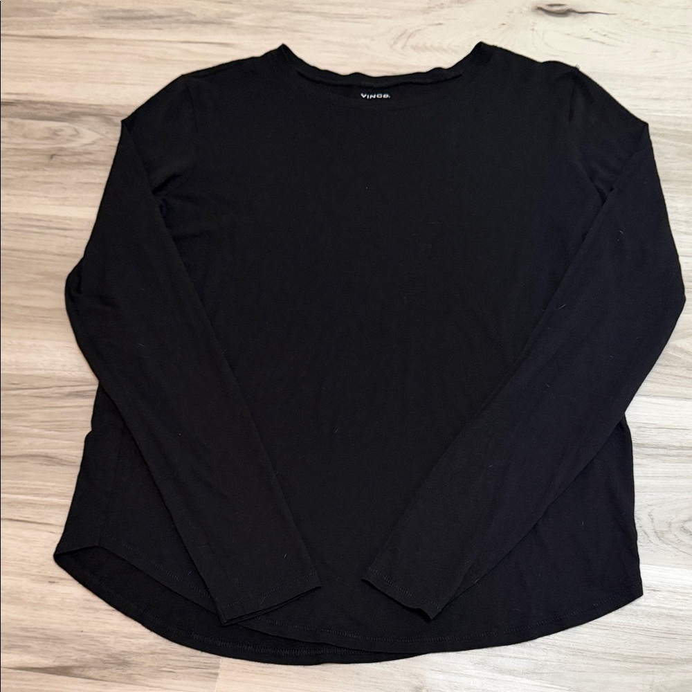 VINCE Essential Black Long Sleeve Top size medium - Picture 5 of 9
